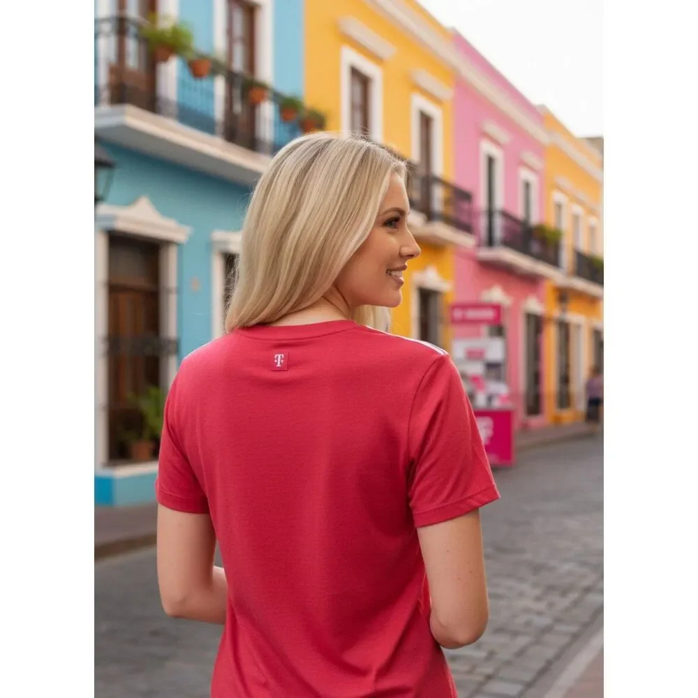 T-Mobile Employee Uniform T-Shirt Pink Striped Work Tee Unisex Size Large